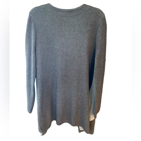 Charter Club Sz L Gray Turquoise Colorblock Long Duster Cardigan Sweater - Picture 4 of 7